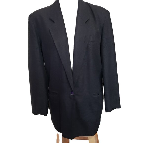 Ann Taylor Jacket Womens 9 Black 100% Silk Lined Lightweight Vintage - Picture 1 of 6